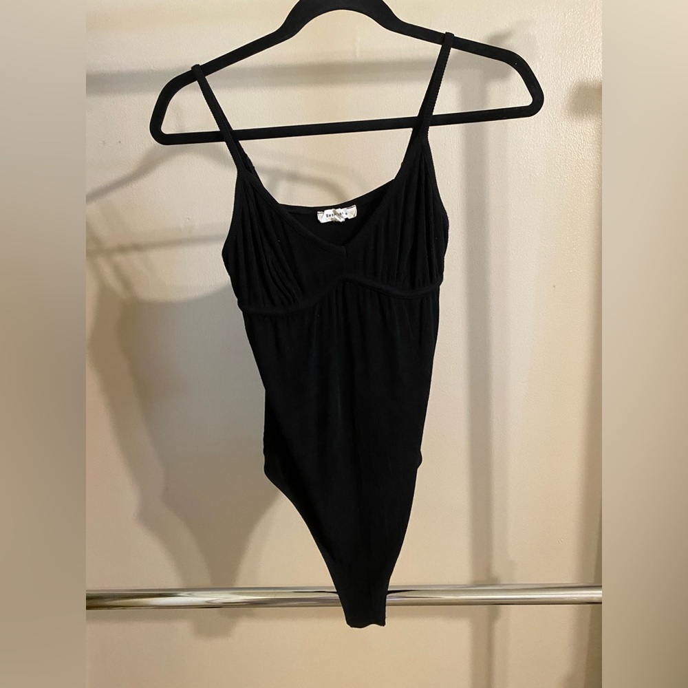 Black spaghettini strap bodysuit